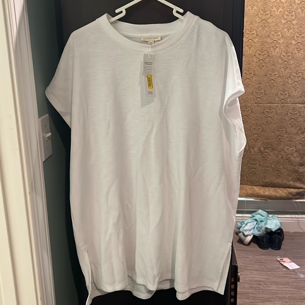 NWT Eileen Fisher  white oversized sleeveless tunic